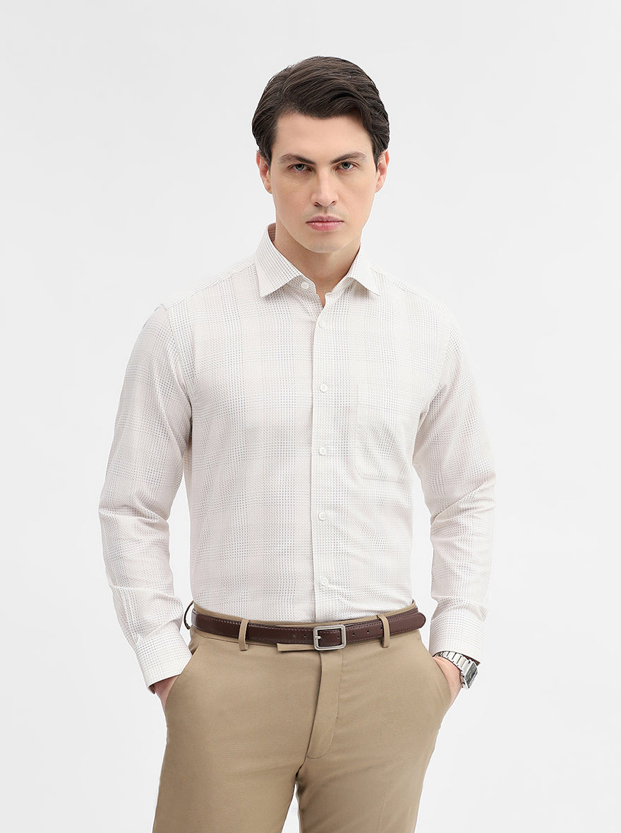 Fawn Checked Slim Fit Formal Shirt | Metal