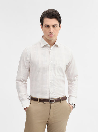 Fawn Checked Slim Fit Formal Shirt | Metal