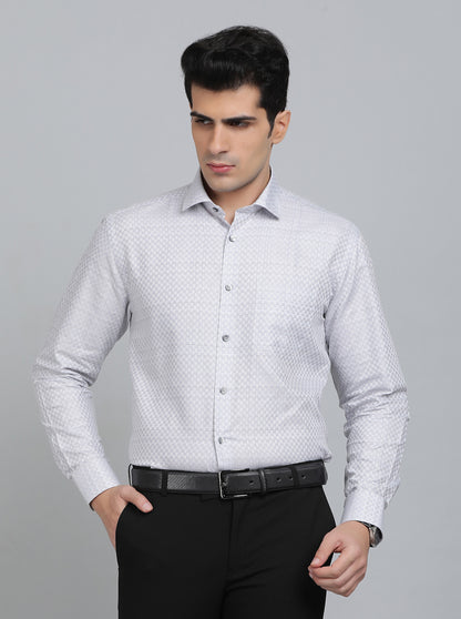 Grey Checked Regular Fit Formal Shirt | Greenfibre