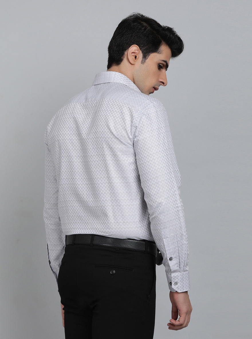 Grey Checked Regular Fit Formal Shirt | Greenfibre