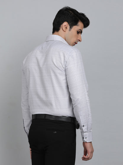 Grey Checked Regular Fit Formal Shirt | Greenfibre