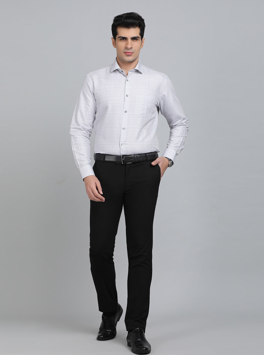 Grey Checked Regular Fit Formal Shirt | Greenfibre