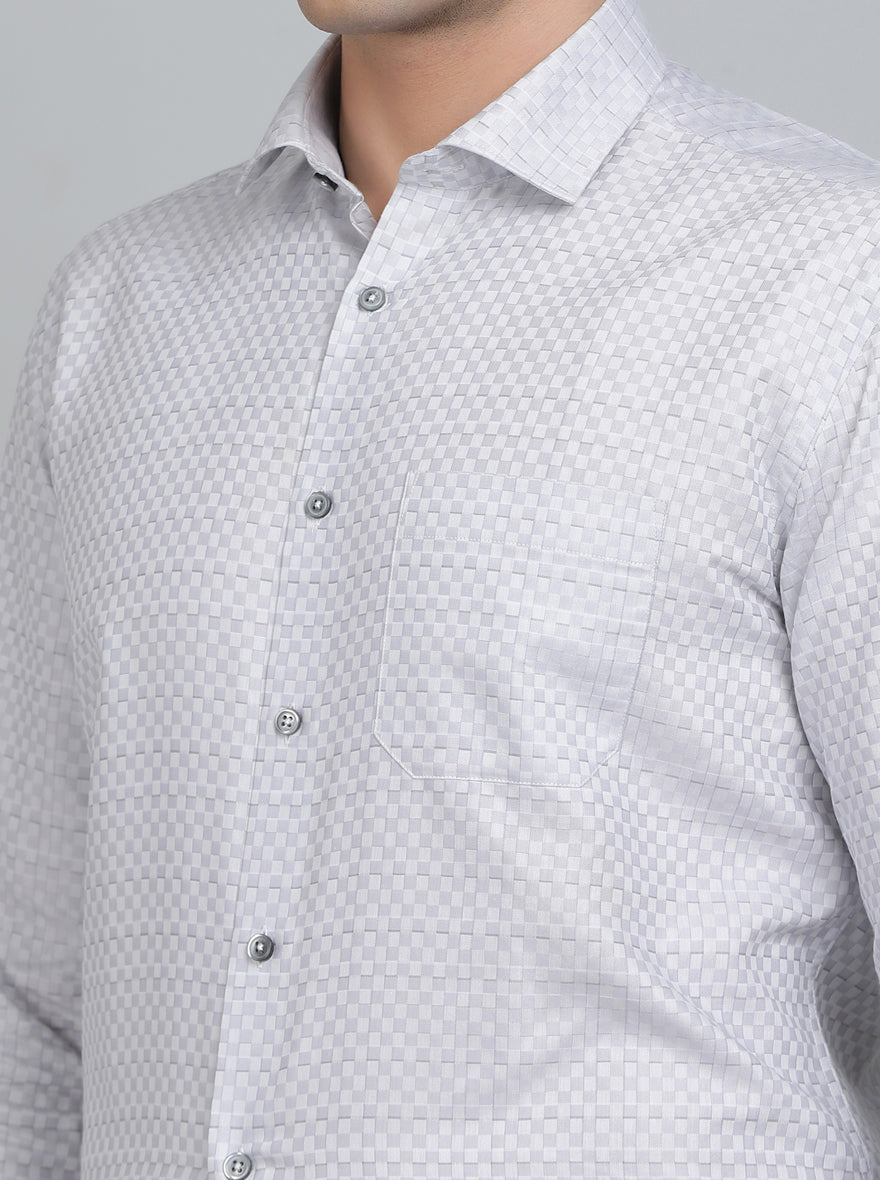 Grey Checked Regular Fit Formal Shirt | Greenfibre
