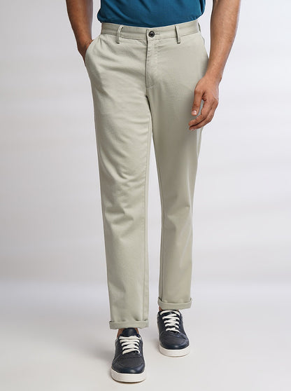 Light Grey Solid Uno Fit Casual Trouser | JadeBlue