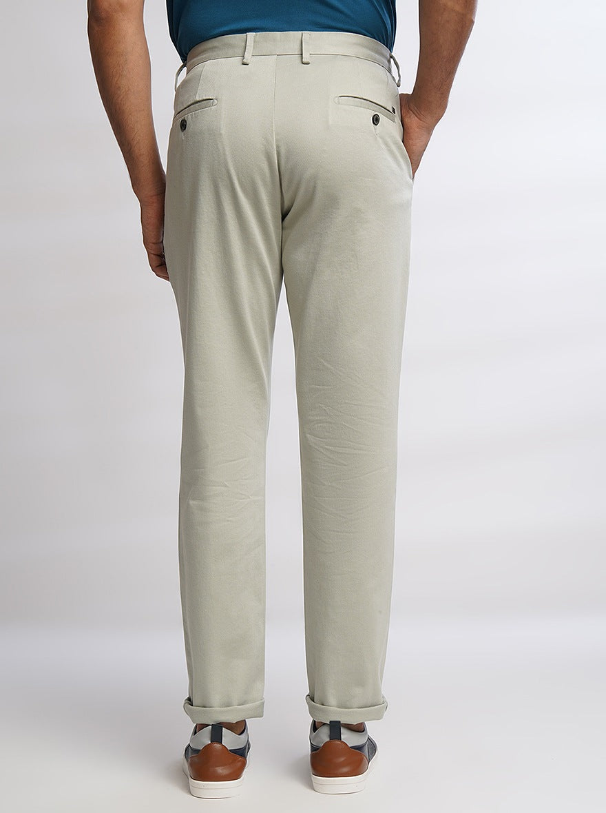 Light Grey Solid Uno Fit Casual Trouser | JadeBlue