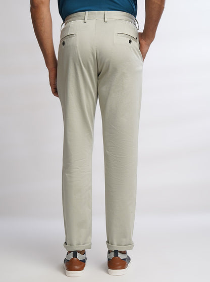 Light Grey Solid Uno Fit Casual Trouser | JadeBlue