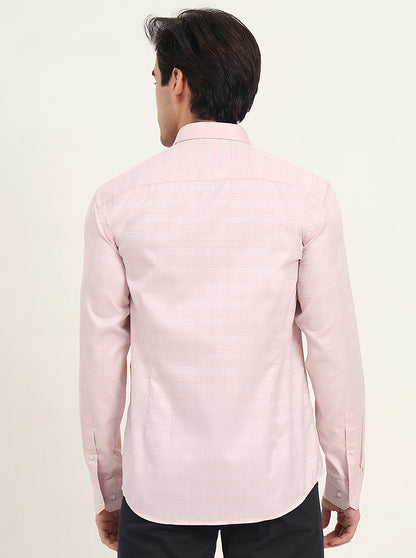 Light Orange Checked Smart Fit Semi Casual Shirt | Greenfibre