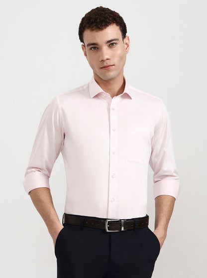 Pink Solid Slim Fit Formal Shirt | Metal