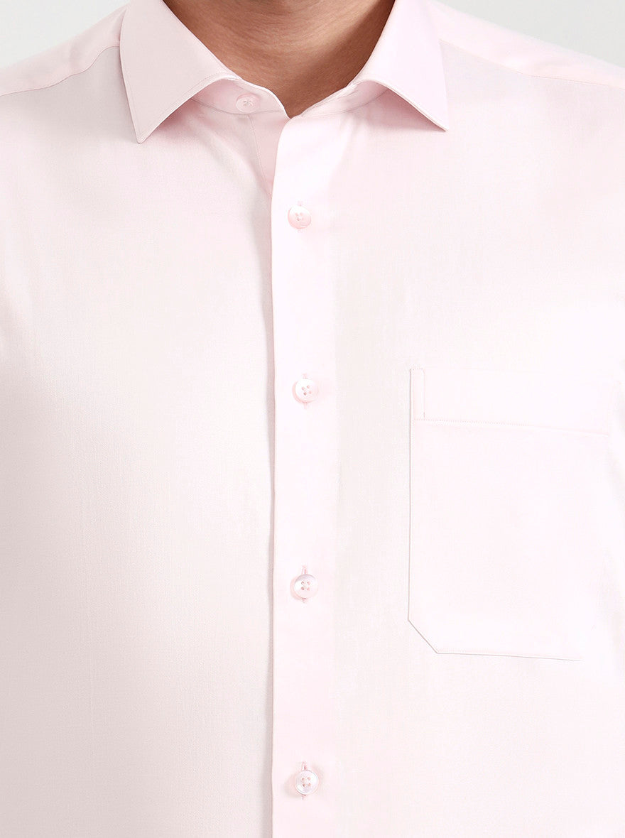 Pink Solid Slim Fit Formal Shirt | Metal