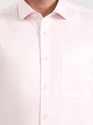 Pink Solid Slim Fit Formal Shirt | Metal