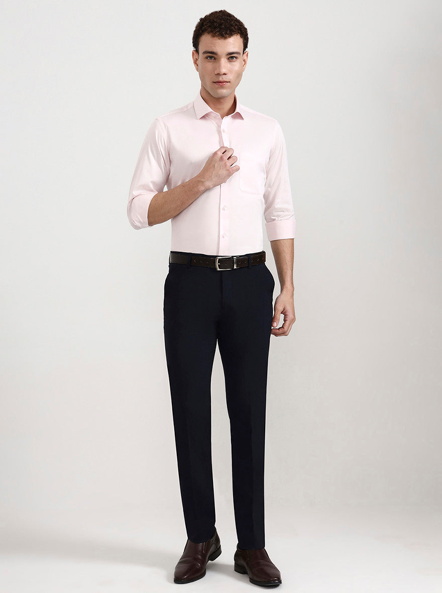 Pink Solid Slim Fit Formal Shirt | Metal