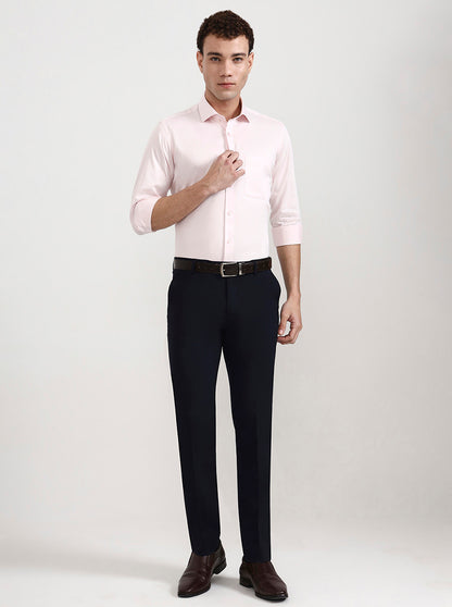 Pink Solid Slim Fit Formal Shirt | Metal