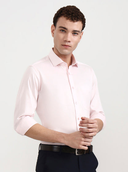 Pink Solid Slim Fit Formal Shirt | Metal