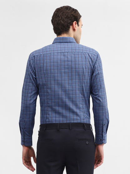 Blue Checked Regular Fit Formal Shirt | Greenfibre