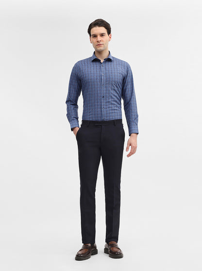 Blue Checked Regular Fit Formal Shirt | Greenfibre