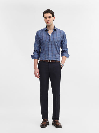 Blue Checked Regular Fit Formal Shirt | Greenfibre