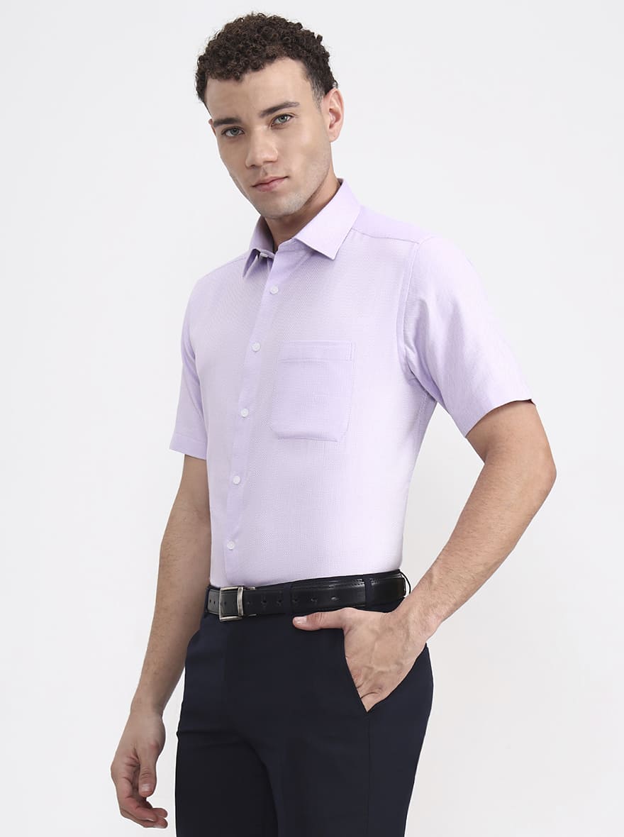Purple Printed Regular Fit Formal Shirt | JadeBlue