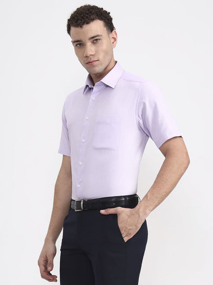 Purple Printed Regular Fit Formal Shirt | JadeBlue