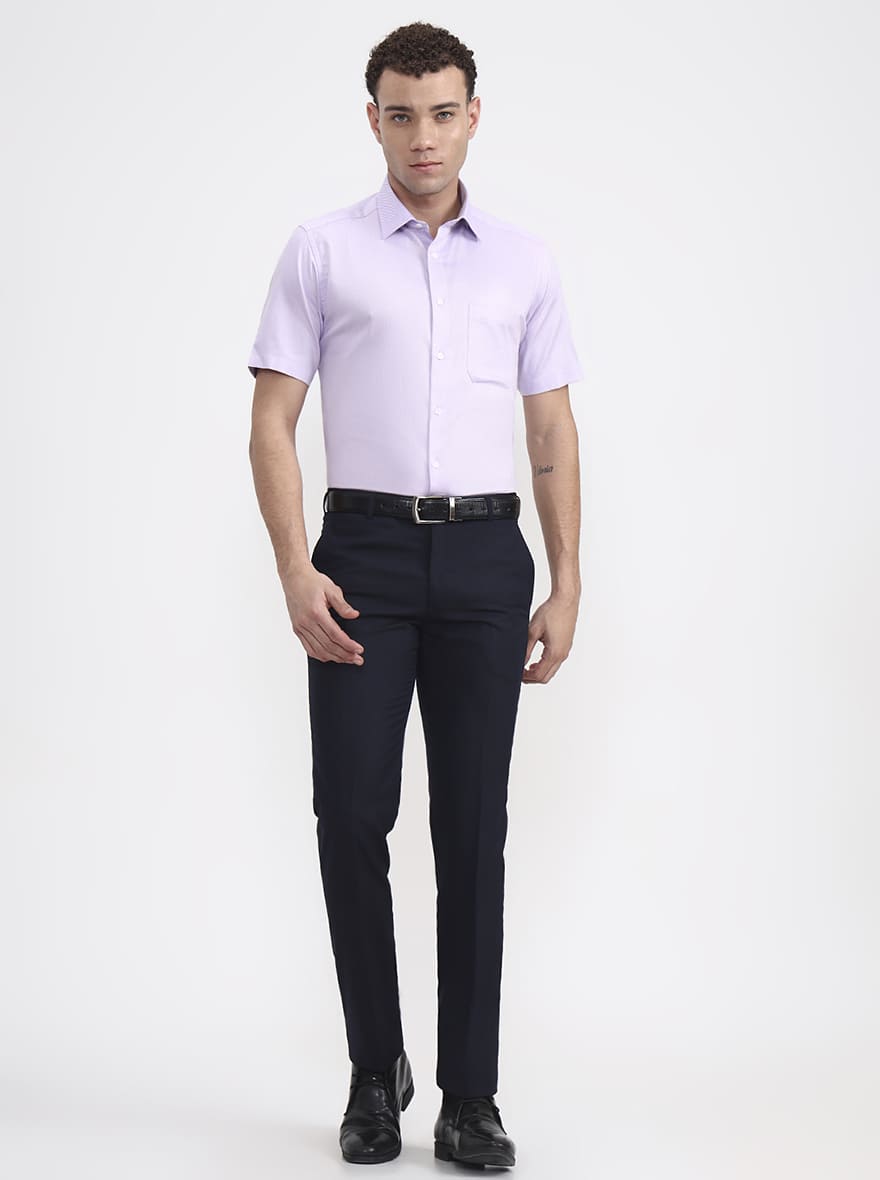 Purple Printed Regular Fit Formal Shirt | JadeBlue