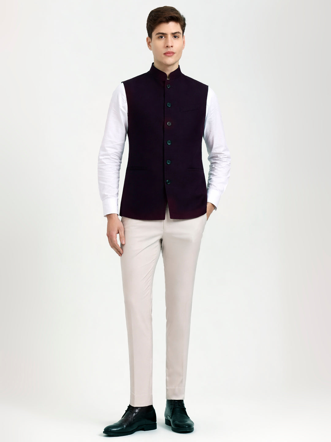 Wine Solid  Modi Jacket | JadeBlue
