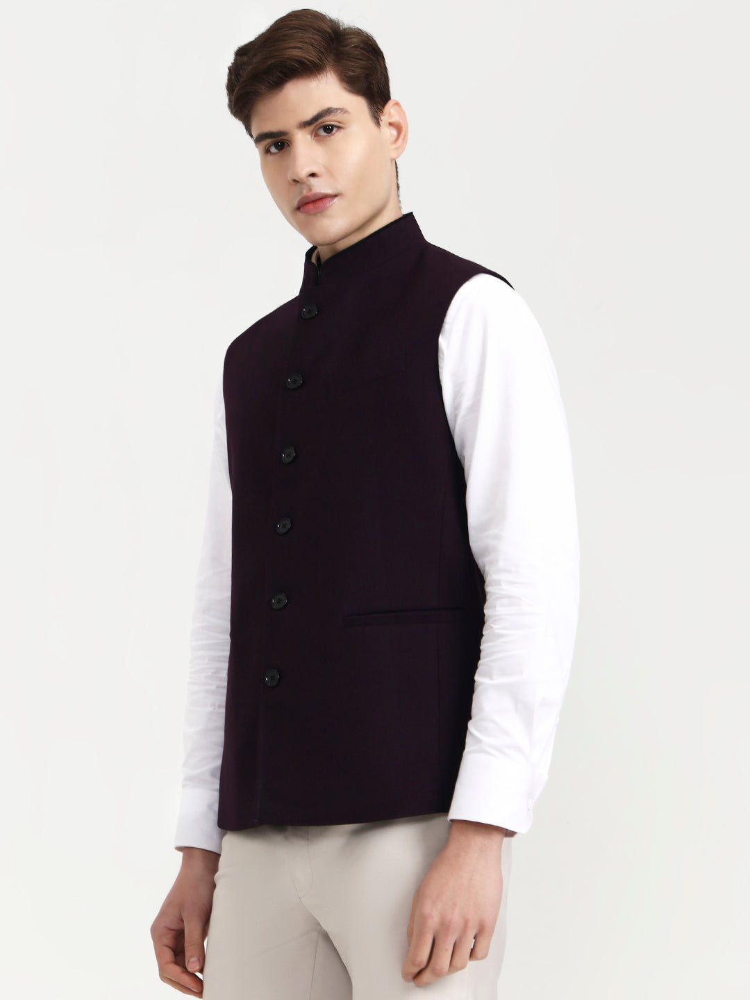 Wine Solid  Modi Jacket | JadeBlue