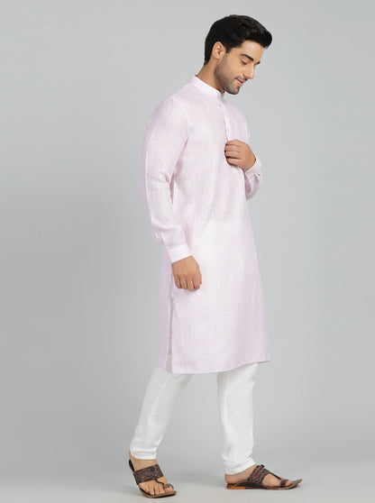 Baby Pink Solid Regular Fit Modi Kurta | JadeBlue