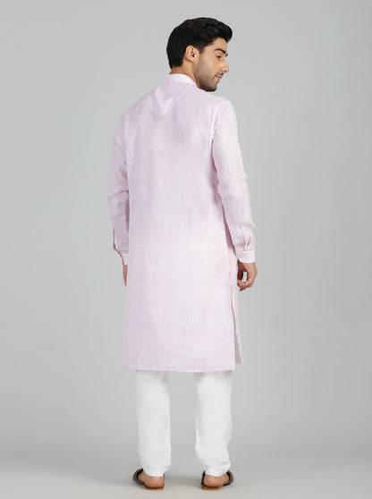 Baby Pink Solid Regular Fit Modi Kurta | JadeBlue