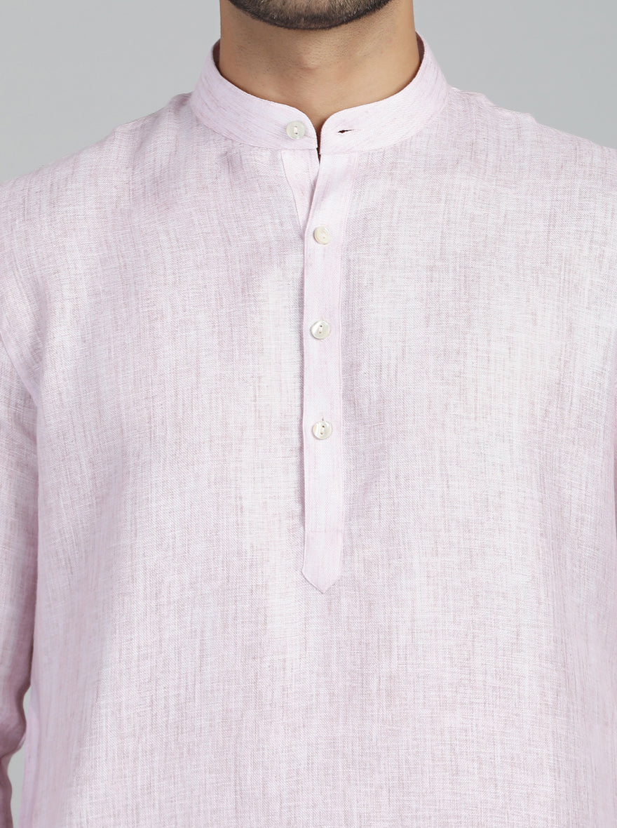 Baby Pink Solid Regular Fit Modi Kurta | JadeBlue