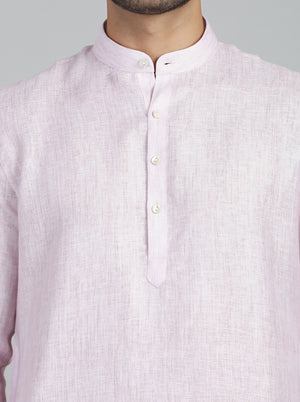 Baby Pink Solid Regular Fit Modi Kurta | JadeBlue