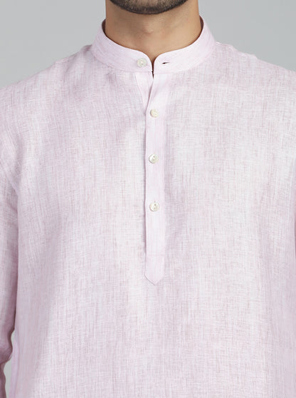 Baby Pink Solid Regular Fit Modi Kurta | JadeBlue