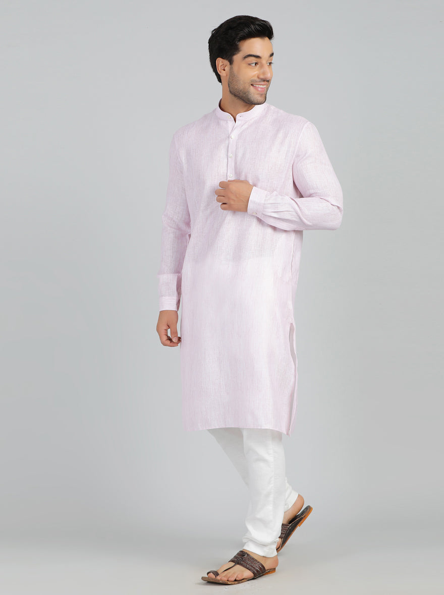 Baby Pink Solid Regular Fit Modi Kurta | JadeBlue