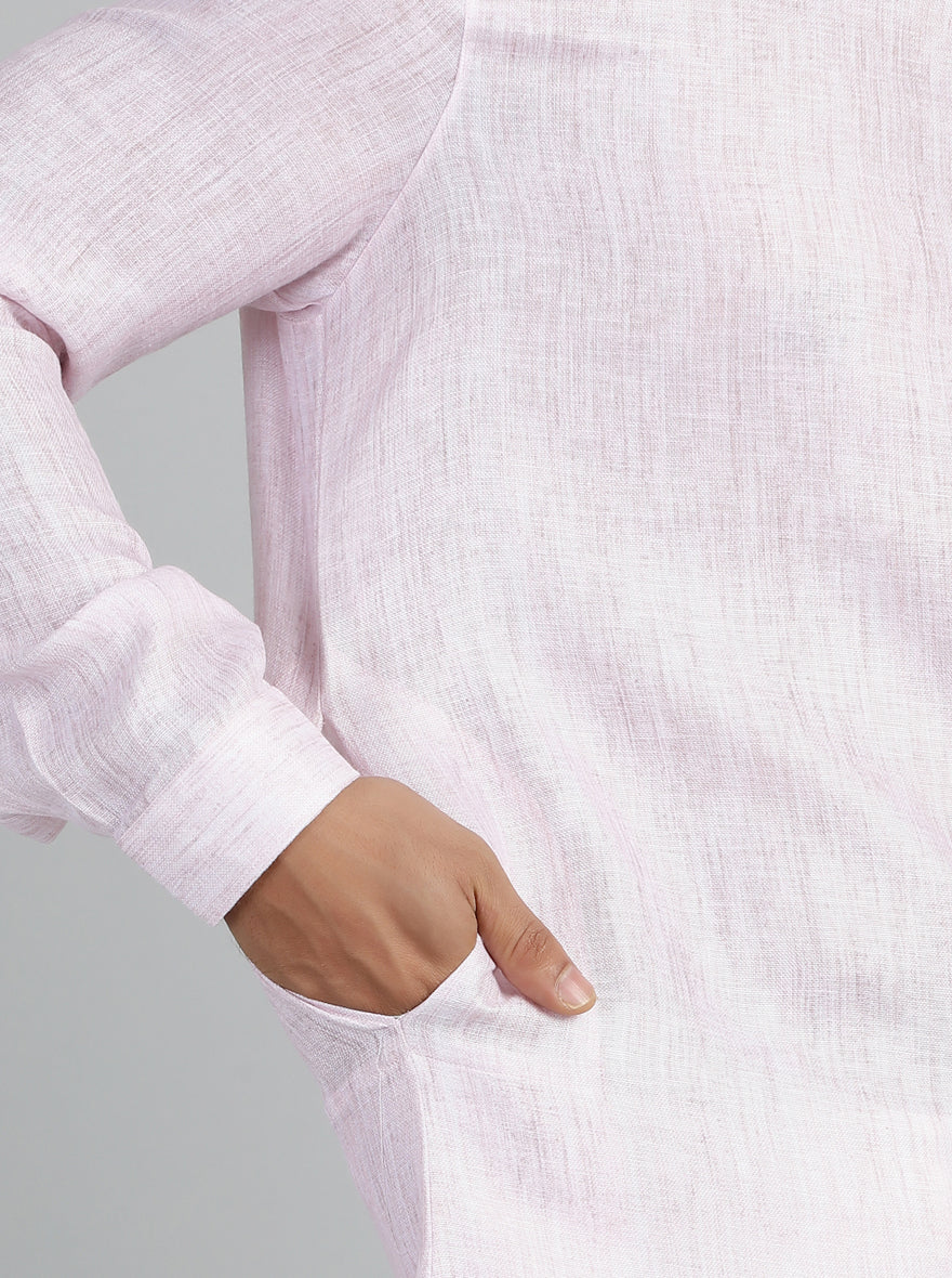 Baby Pink Solid Regular Fit Modi Kurta | JadeBlue