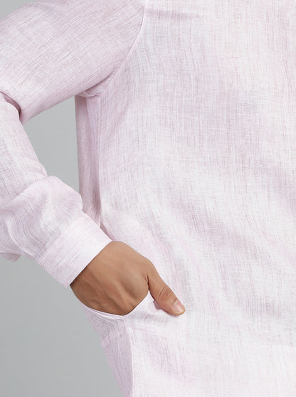 Baby Pink Solid Regular Fit Modi Kurta | JadeBlue
