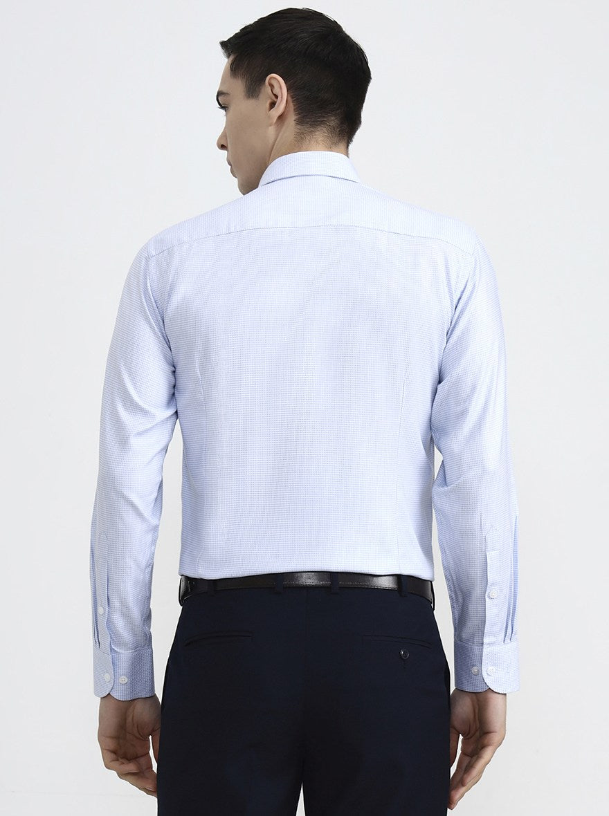 White & Blue Solid Regular Fit Formal Shirt | JadeBlue