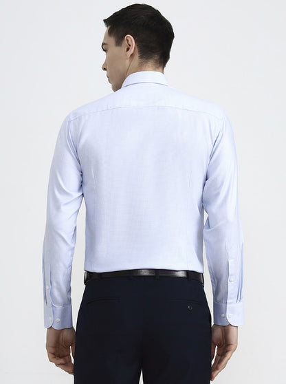 White & Blue Solid Regular Fit Formal Shirt | JadeBlue