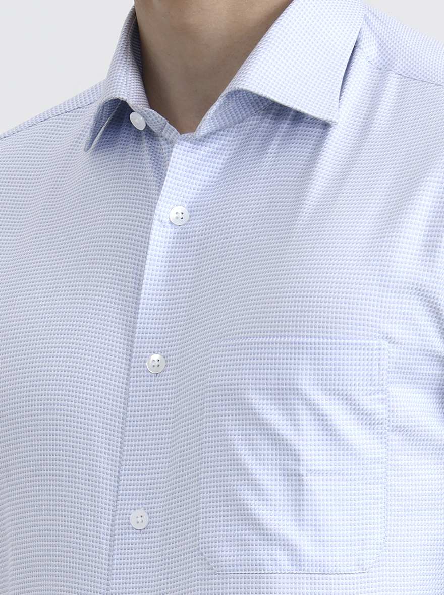 White & Blue Solid Regular Fit Formal Shirt | JadeBlue