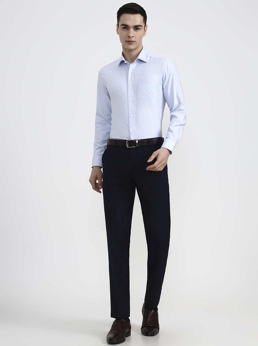 White & Blue Solid Regular Fit Formal Shirt | JadeBlue