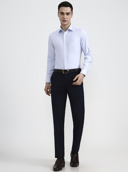 White & Blue Solid Regular Fit Formal Shirt | JadeBlue