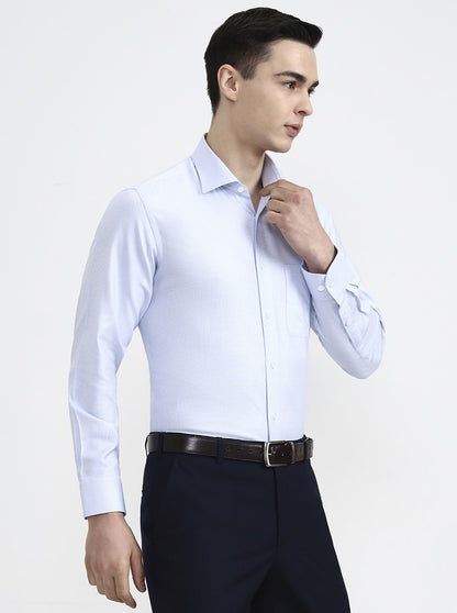 White & Blue Solid Regular Fit Formal Shirt | JadeBlue