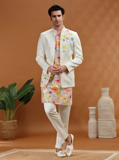 Off White Embroidered Jodhpuri Suit | TULA