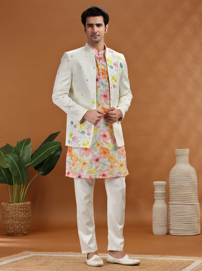 Off White Embroidered Jodhpuri Suit | TULA