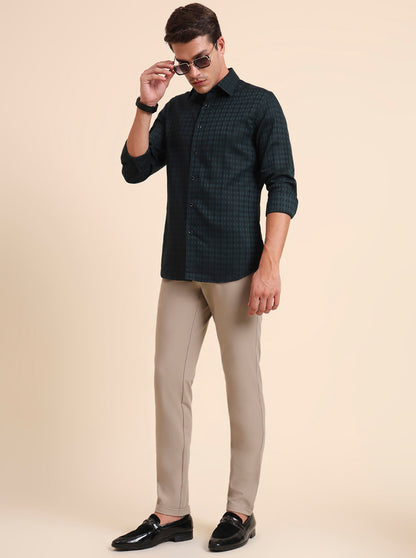 Beige Solid Slim Fit Club Wear Trouser | JB Studio