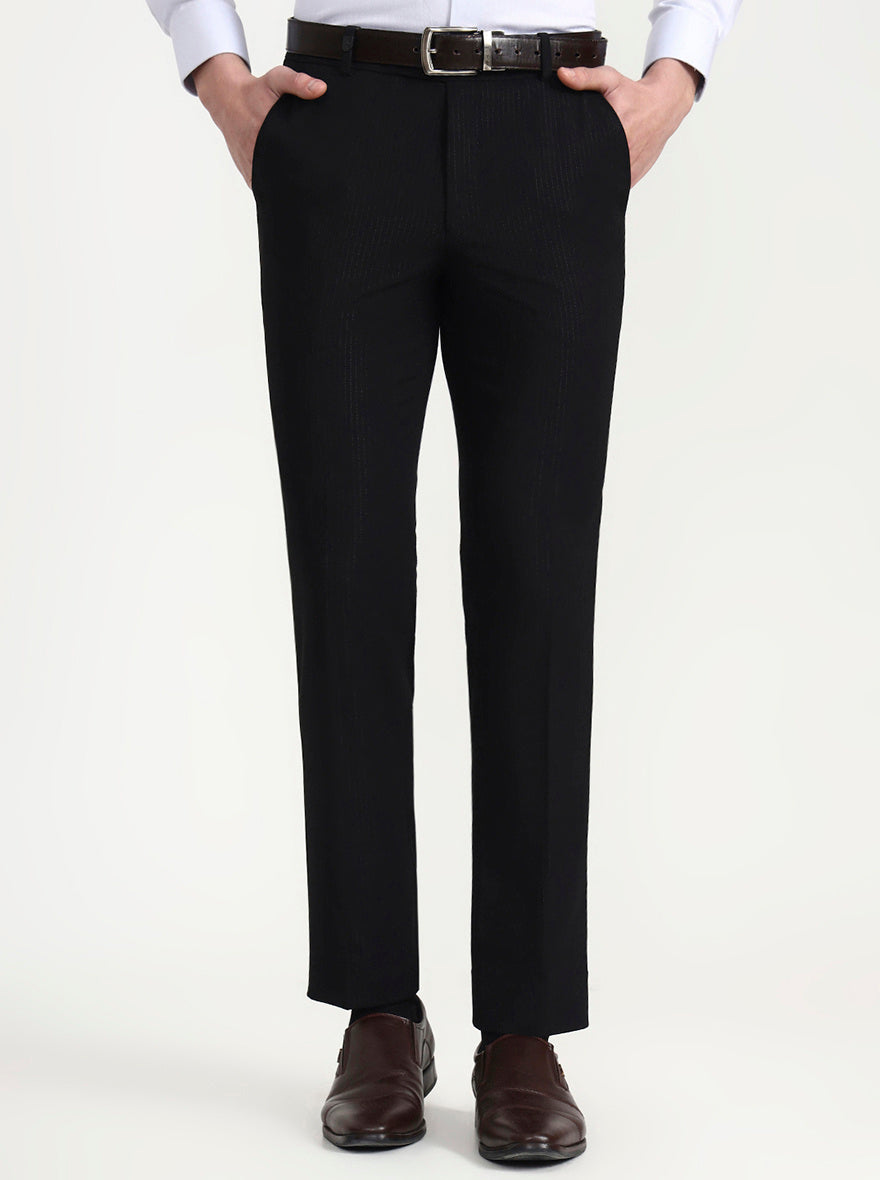 Black Solid Slim Fit Formal Trouser | Wyre