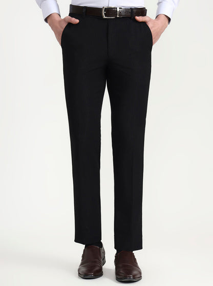 Black Solid Slim Fit Formal Trouser | Wyre