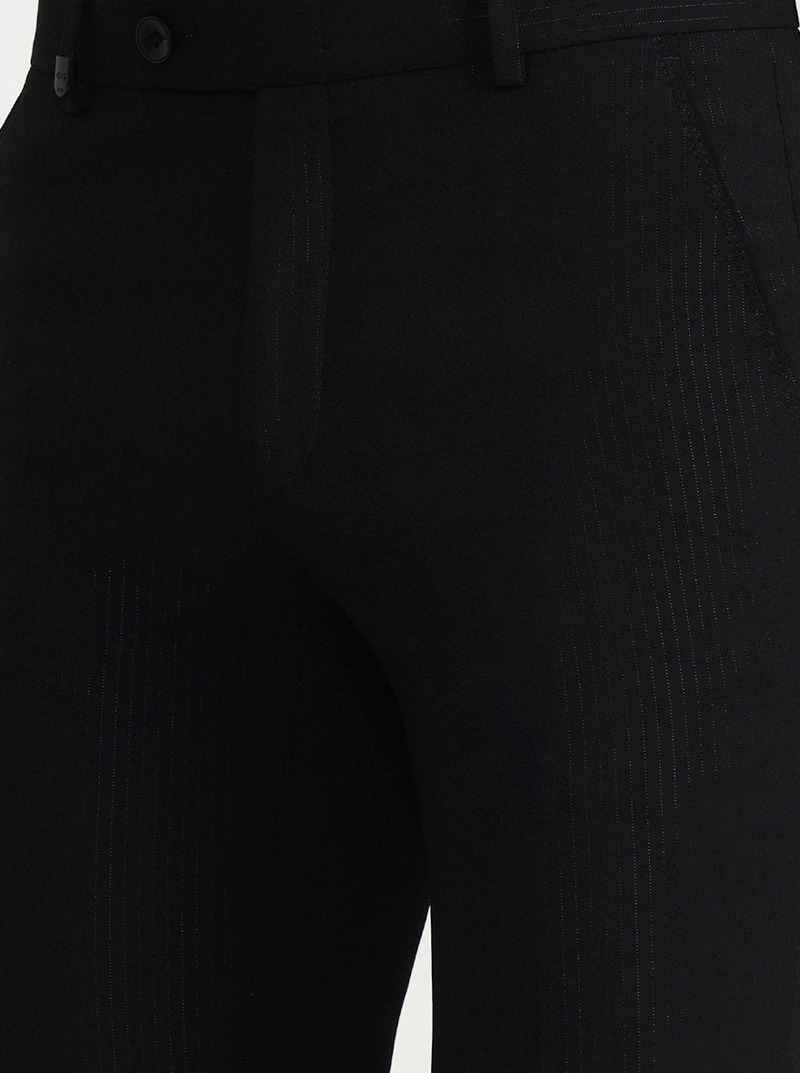 Black Solid Slim Fit Formal Trouser | Wyre