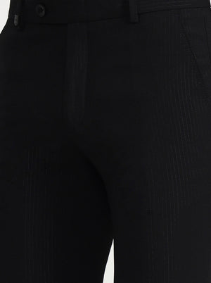 Black Solid Slim Fit Formal Trouser | Wyre