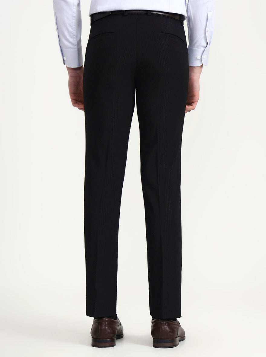 Black Solid Slim Fit Formal Trouser | Wyre