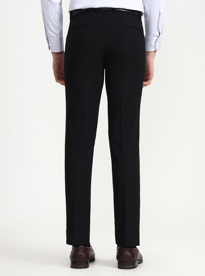 Black Solid Slim Fit Formal Trouser | Wyre