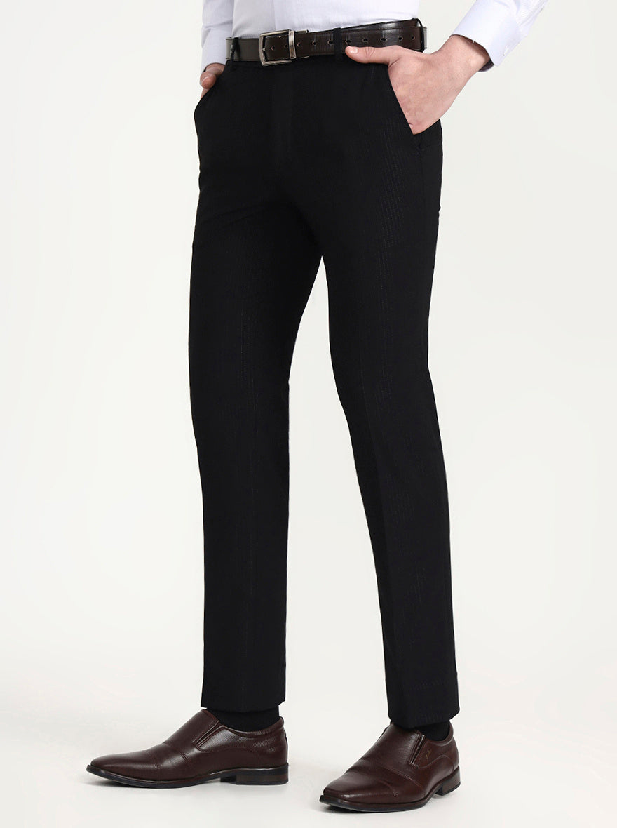 Black Solid Slim Fit Formal Trouser | Wyre