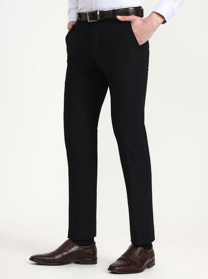 Black Solid Slim Fit Formal Trouser | Wyre